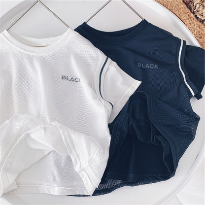 Boys' Short-Sleeved T-Shirts Loose Tops, Children'S Baby Letters, Hit The Color, Short-Sleeved Tide