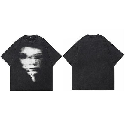 Hip Hop Washed Black T-shirt Streetwear