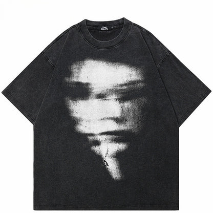 Hip Hop Washed Black T-shirt Streetwear